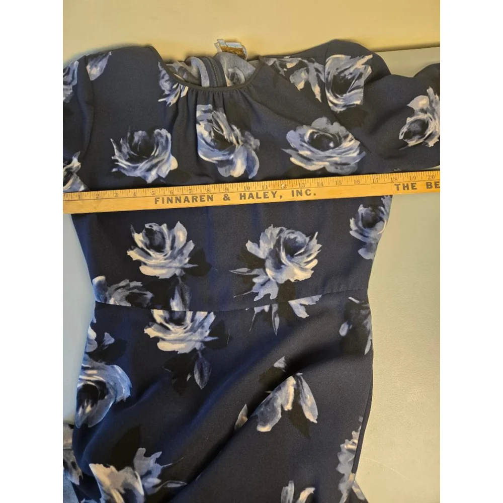 Women's Kate Spade Navy Blue Floral Long Sleeve Dress Size 6